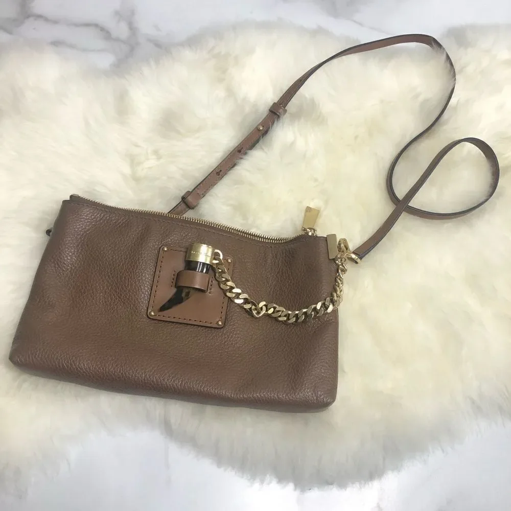 Michael Kors Tan Tortoise Crossbody Zipper Bag